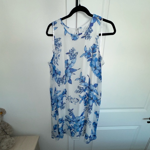 💙 Calvin Klein Blue & White Floral Shift Dress | NWT | Size 14 - Picture 3 of 5